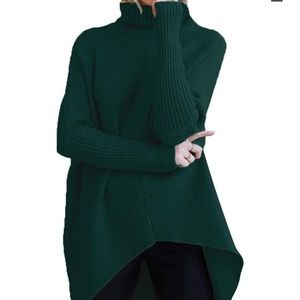Womens Turtleneck Long Batwing Sleeve Sweater